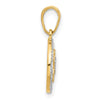 14k and White Rhodium Polished Floral Design Circle Pendant