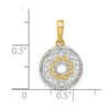 14k and White Rhodium Polished Floral Design Circle Pendant