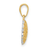 14k and White Rhodium Floral Design Circle Pendant