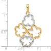 14k and White Rhodium Polished and Diamond-cut Flowers Pendant