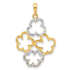 14k and White Rhodium Polished and Diamond-cut Flowers Pendant