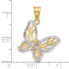 14K and White Rhodium Diamond-cut Butterfly Pendant