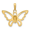 14K and White Rhodium Polished and Diamond-cut Butterfly Pendant