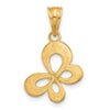 14K and White Rhodium Polished and Diamond-cut Butterfly Pendant