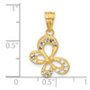 14K and White Rhodium Polished and Diamond-cut Butterfly Pendant