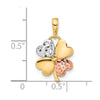14k with Rose and White Rhodium Polished and Diamond-cut Clover Pendant