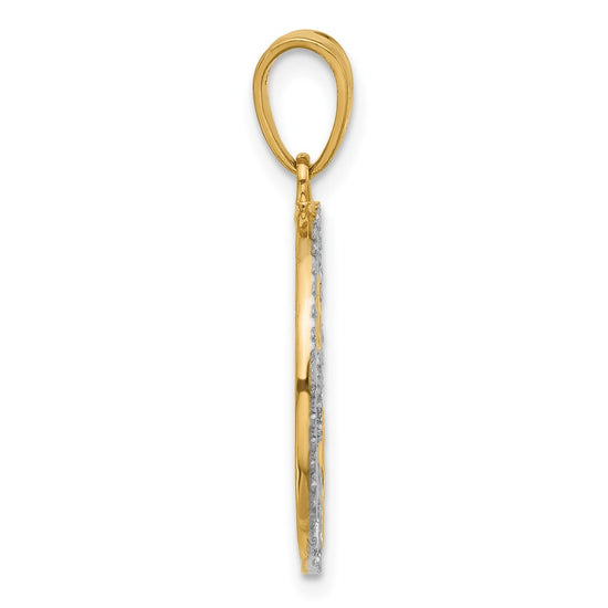 14K and White Rhodium Diamond-cut Stars Pendant