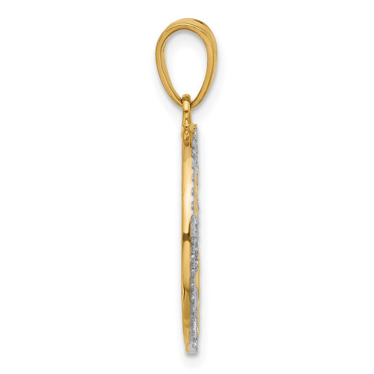14K and White Rhodium Diamond-cut Stars Pendant