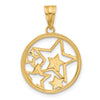 14K and White Rhodium Diamond-cut Stars Pendant