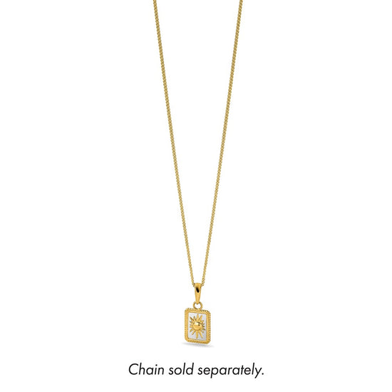 14K and White Rhodium Sun in Frame Pendant