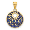 14K Polished Blue Enameled Sun and Stars Pendant