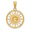 14K and White Rhodium Diamond-cut Sun Pendant