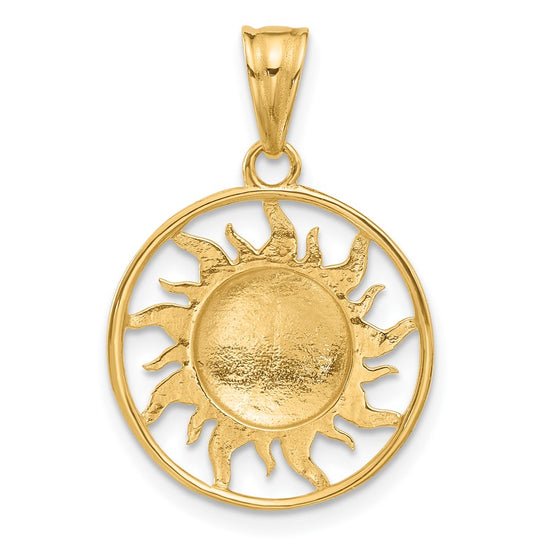 14K and White Rhodium Diamond-cut Sun Moon Stars Pendant