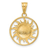 14K and White Rhodium Diamond-cut Sun Moon Stars Pendant