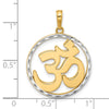 14K and White Rhodium Diamond-cut Om Symbol in Circle Pendant