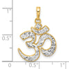 14K and White Rhodium Diamond-cut Om Pendant