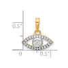 14K and White Rhodium Diamond-cut Evil Eye Pendant