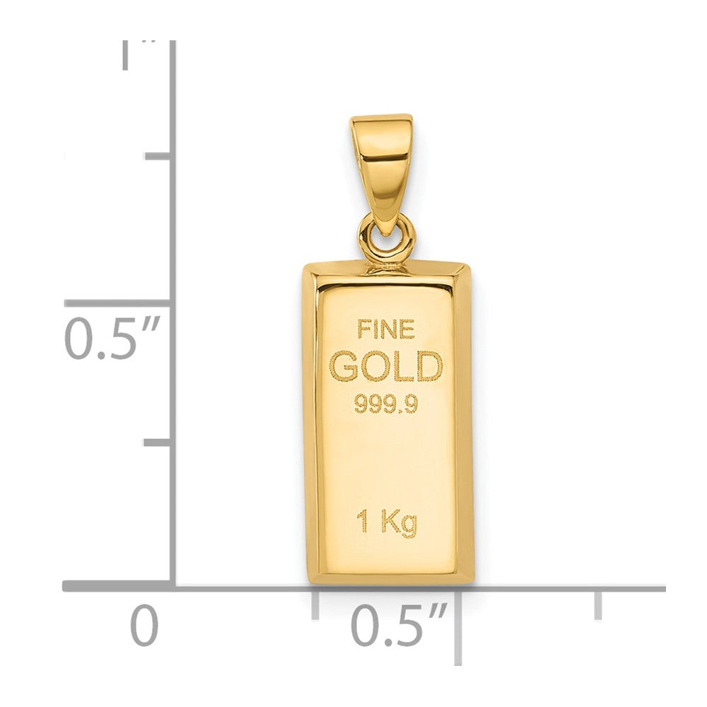 14K Polished FINE GOLD Bar Pendant