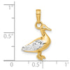 14K and White Rhodium Diamond-cut 3-D Duck Pendant