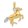 14K and White Rhodium Diamond-cut 3-D Horse Pendant