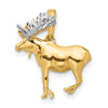 14K and White Rhodium Diamond-cut 3-D Moose Pendant