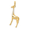 14K and White Rhodium Diamond-cut 3-D Giraffe Pendant