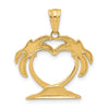 14K with White Rhodium Palm Tree Heart Pendant