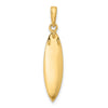 14K and White Rhodium Diamond-cut 3-D Surfboard Pendant
