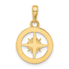 14k and White Rhodium Diamond-cut Compass Pendant