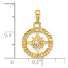 14k and White Rhodium Diamond-cut Compass Pendant