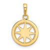 14k and White Rhodium Diamond-cut Compass Pendant