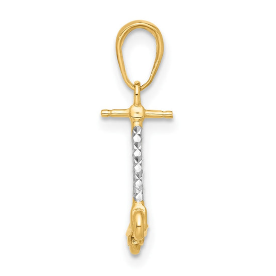 14K and White Rhodium Diamond-cut 3-D Scooter Pendant
