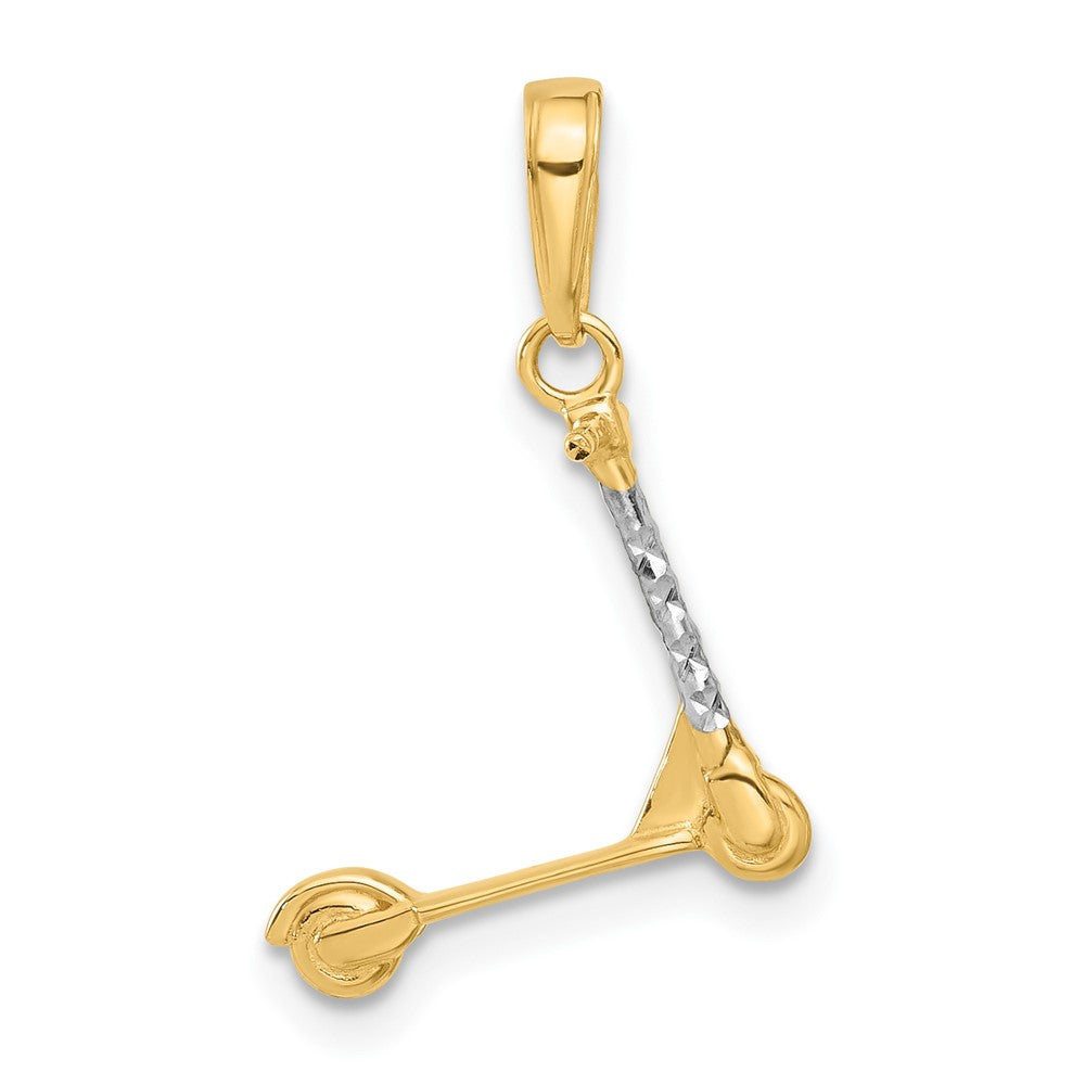 14K and White Rhodium Diamond-cut 3-D Scooter Pendant