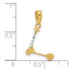 14K and White Rhodium Diamond-cut 3-D Scooter Pendant