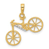 14k and White Rhodium Diamond-cut 3-D Bicycle Pendant