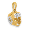 14k and White Rhodium Diamond-cut Wrestling Helmet Pendant