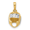 14k and White Rhodium Diamond-cut Wrestling Helmet Pendant