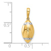 14k and White Rhodium Diamond-cut 3-D Football Pendant