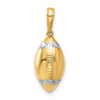 14k and White Rhodium Diamond-cut 3-D Football Pendant