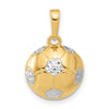 14K and White Rhodium Diamond-cut Domed Soccer Ball Pendant