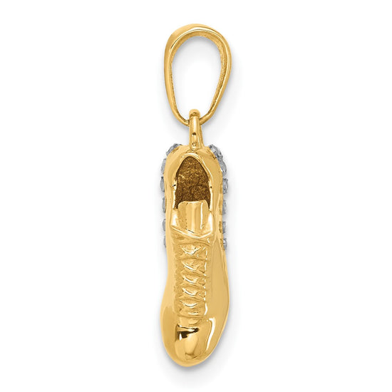 14k and White Rhodium Diamond-cut Soccer Cleat Pendant