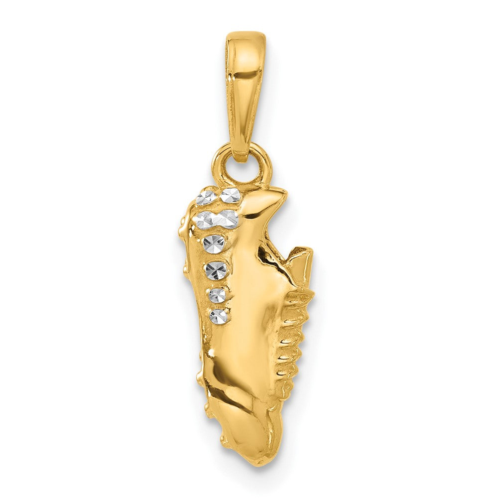 14k and White Rhodium Diamond-cut Soccer Cleat Pendant