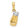 14k and White Rhodium Diamond-cut Boxing Glove Pendant