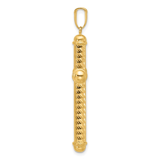 14K Polished and Diamond-cut Cross Pendant