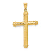 14K Polished and Diamond-cut Cross Pendant