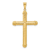 14K Polished and Diamond-cut Cross Pendant