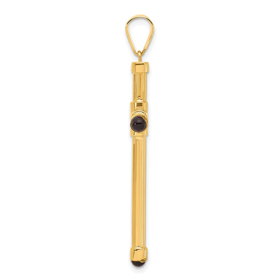 14K Polished with Black Onyx Cross Pendant