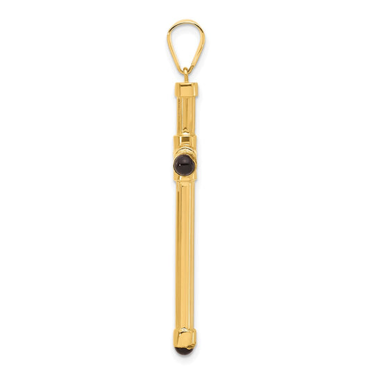 14K Polished with Black Onyx Cross Pendant