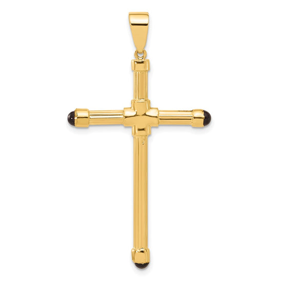 14K Polished with Black Onyx Cross Pendant