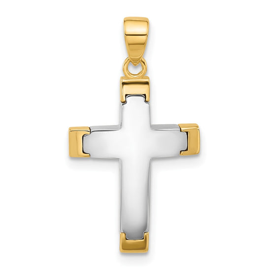 14K Two-tone Polished Cross Pendant